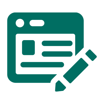 webpage icon with pencil in dark teal