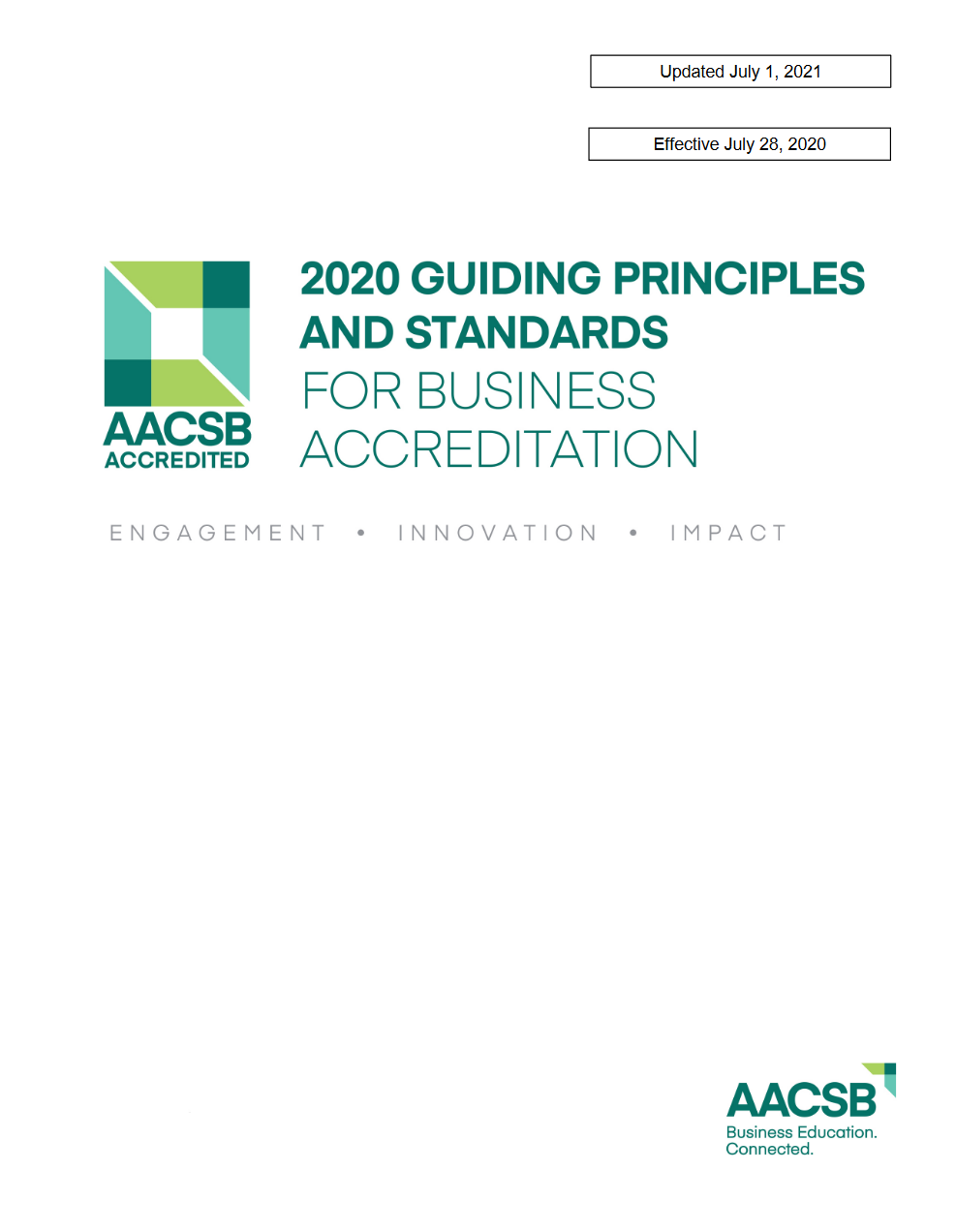 Cover page for the 2020 Guiding Principles and Standards