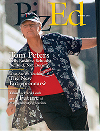 BizEd Magazine May/June2002 cover featuring Tom Peters