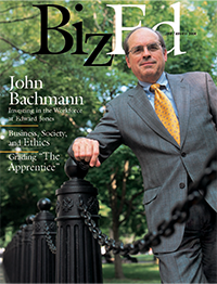 BizEd Magazine July/August 2004 cover featuring John Bachmann