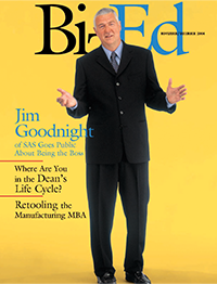 BizEd Magazine November/December 2004 cover featuring Jim Goodnight