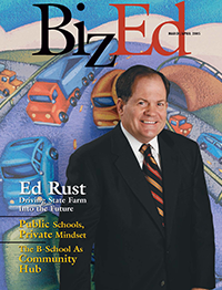 BizEd Magazine March/April 2005 cover featuring Ed Rust