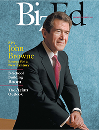 BizEd Magazine November/December 2005 cover featuring John Browne