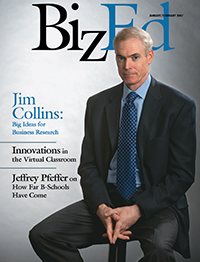 BizEd Magazine January/February 2007 cover featuring Jim Collins