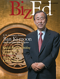 BizEd Magazine July/August 2008 cover featuring Ban Ki-moon