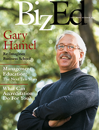 BizEd Magazine September/October 2008 cover featuring Gary Hamel