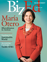 BizEd Magazine July/August 2009 cover featuring María Otero