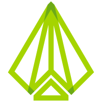 Bright green line drawing of crystal award shape
