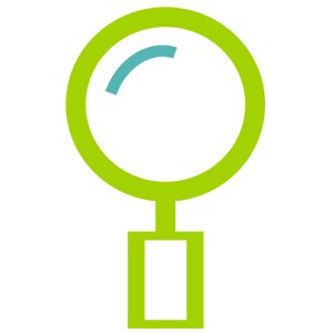 magnifying glass icon two color green and teal