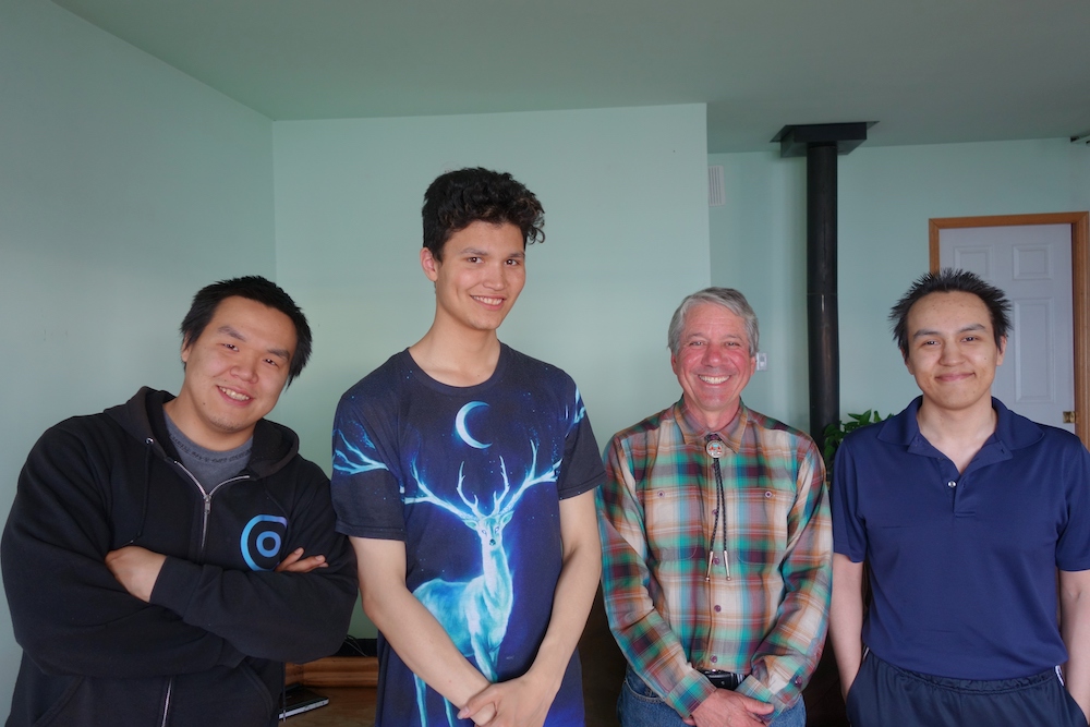 Franklin Pierce professor Jason Little meets with Inuit entrepreneurs. From left to right: Chris Idlaut, Michael Milton, Little, and Jamesie Itulu.  
