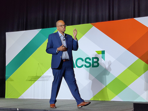 Photo of session "Lessons From the Global South" presented by Morris Mthombeni, at AACSB 2023 Deans Conference, taken by GRLI