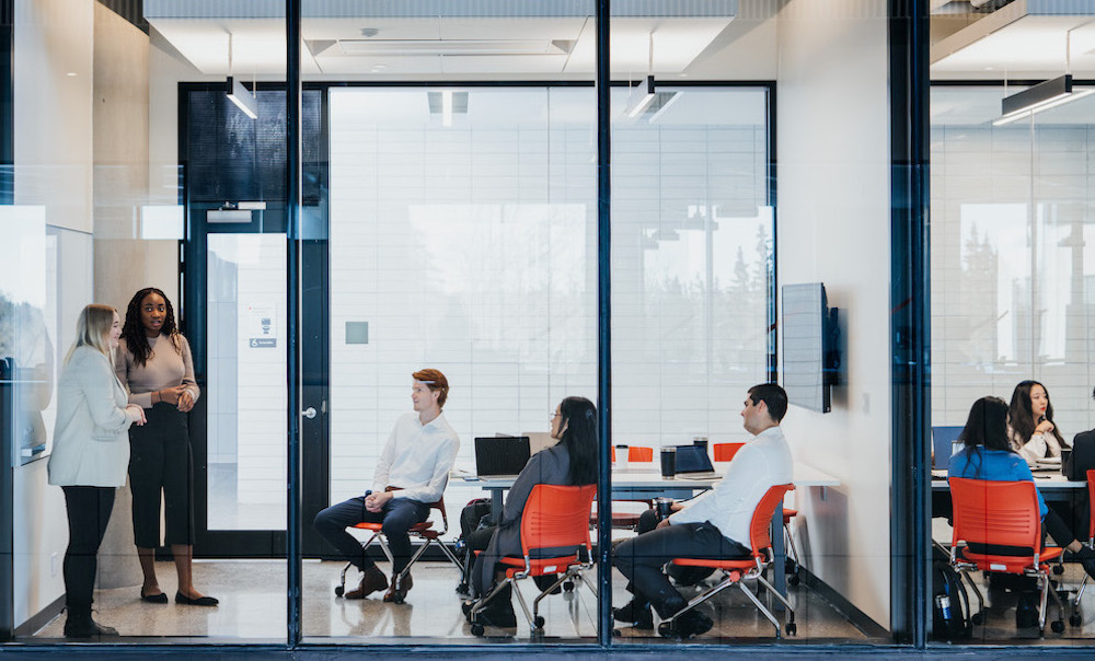 In the University of Calgary's "syndicate rooms," students can participate in group work or study without distraction.