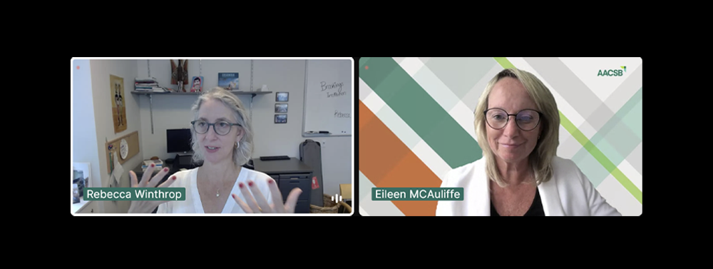 Rebecca Winthrop and Eileen McAuliffe on a video call