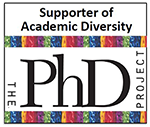 Logo for the PhD Project, which also says "Supporter of Academic Diversity"
