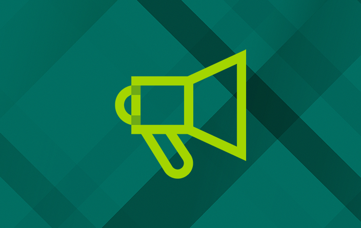 diversity training case study Bright green megaphone icon against dark teal weave pattern